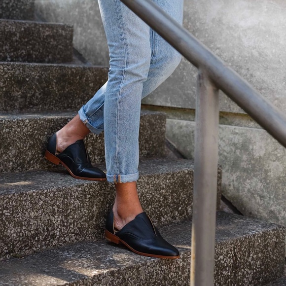 NISOLO Black Leather Emma D'Orsay Oxford Classic Flat Shoes - Picture 11 of 16